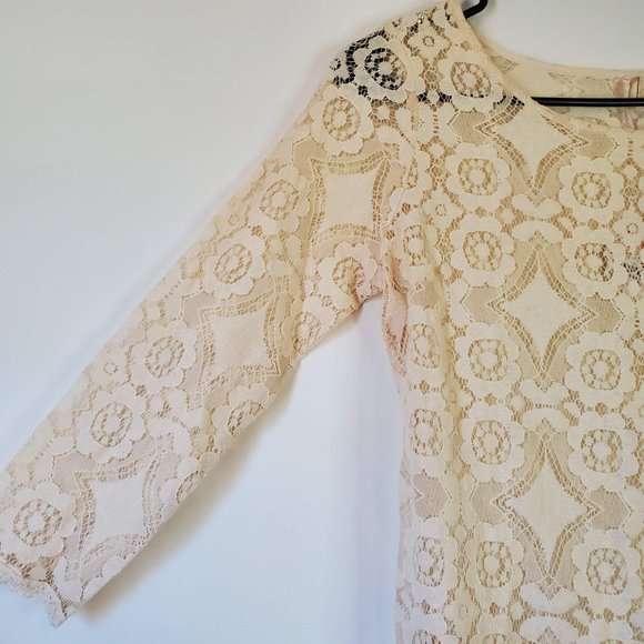 Free People Women's Walking to the Sun Cream Lace Dress Size 2 - Picture 5 of 13